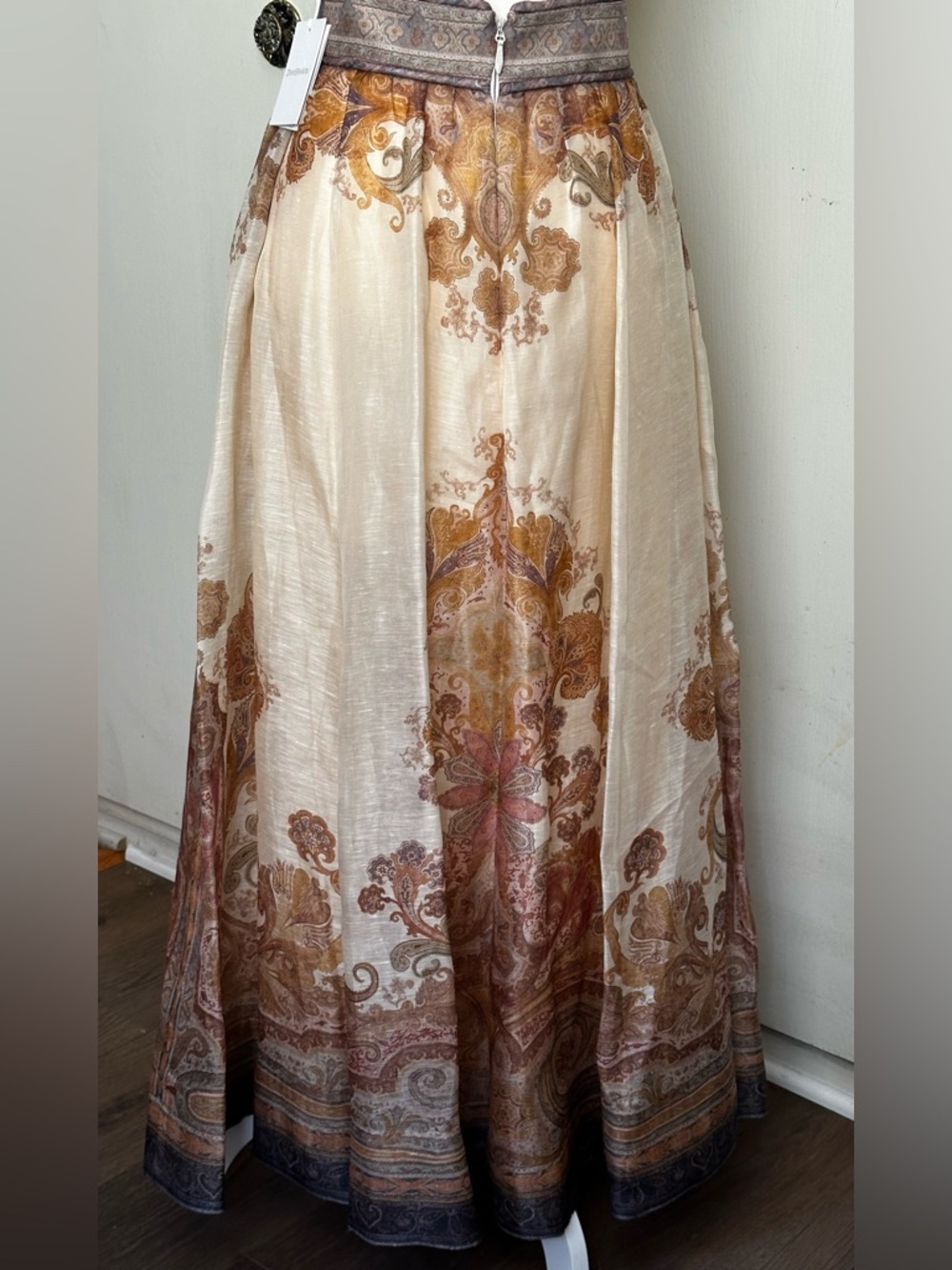 NWT $1,150 Zimmermann Illustration Maxi Skirt Cream Paisley Motif Size AU 2 US 8 - Picture 15 of 16